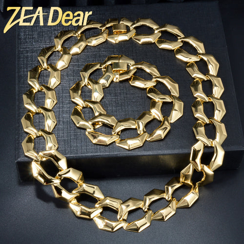 Overseas India Jewelry Gold Statement Geometric Cutout Necklace Bracelet Set Height Precious Bride Accessory Set Women