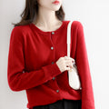 Women's Fall Korean Relaxed Plus Size Knit Wool Crew Neck Loose Sweater + Cardigan + - Black