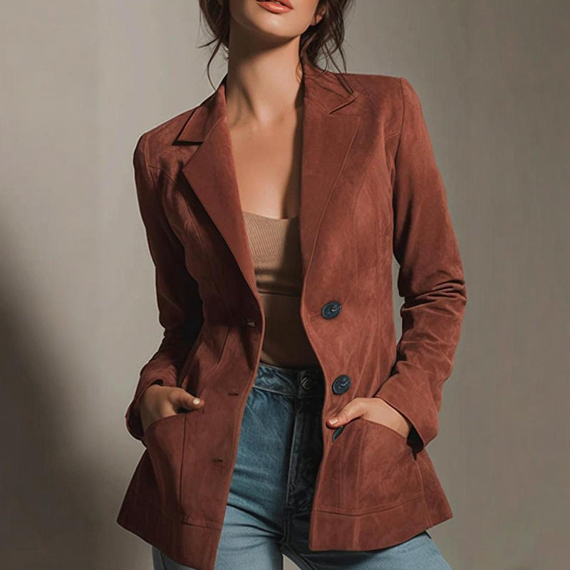Women's Fall Fashion Long Sleeve Blazer 2026 - Khaki