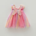 amazon rainbow wings mesh girls dress 2026 summer style flying sleeve baby princess dress puff skirt