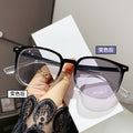 Light-Changing Prescription Glasses Overseas Elegant Frame Influencer Frame Black Frame Tea Trendy Retro Anti-Blue-Light Myopia Glasses