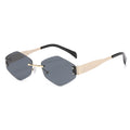 Rimless Beveled Polygon Women Sunglasses Premium Light Luxury Gold Silk No Rim Sunglasses Driving Sun-Proof Glasses