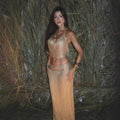 New Wholesale Tube Top Hollow-Out Backless Crop Top + High Waist Skirt Set