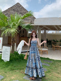Women's Bohemian Ethnic Plus Size Floral Loose Dress + Cardigan + Camisole + Long Ski - Camisole Dress (Single)
