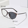 Light Feel Photochromic Prescription Glasses Retro Japanese Ultra-Light Overseas Round Anti-Blue Bare Face Small-Frame HD Prescription Sunglasses