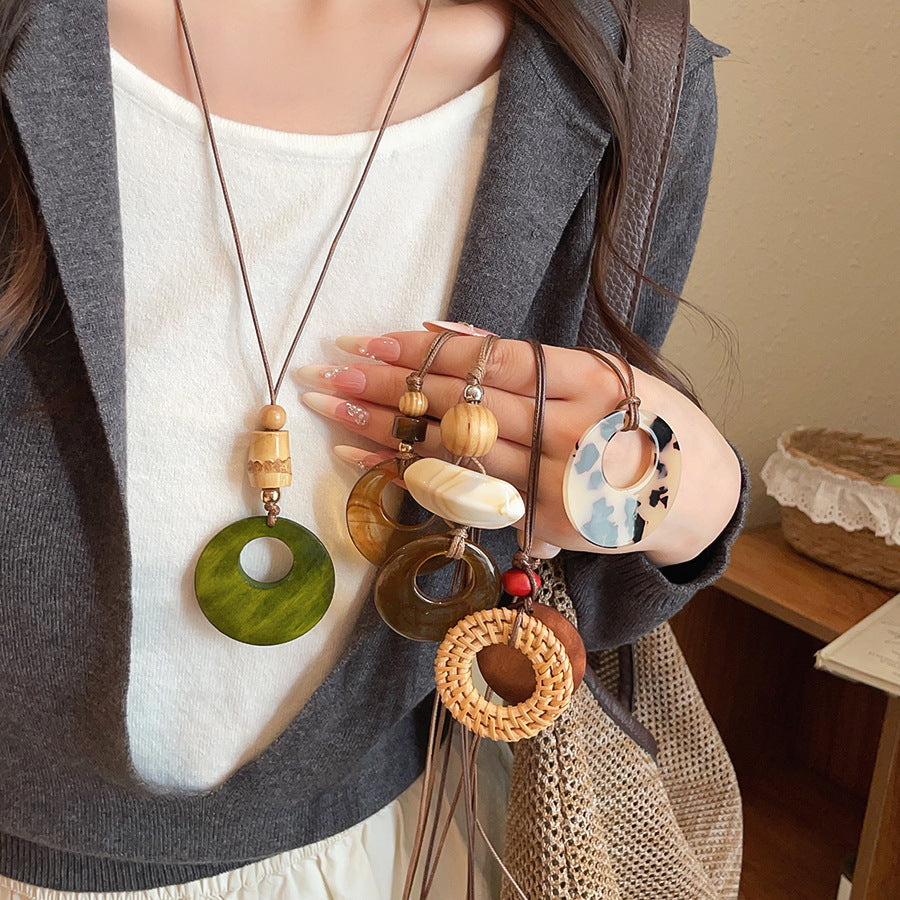 Acrylic Oval Pendant Cord Necklace - view 4
