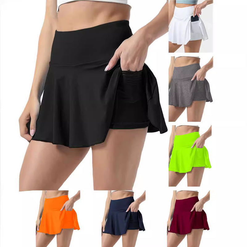 Sporty Casual Pleated Skirt + Short Skirt