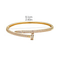 Overseas Pro Supply Stud Full Diamond Bangle Women Premium Personality Light Luxury Copper Bracelet Classic Fashionable Open End Bangle