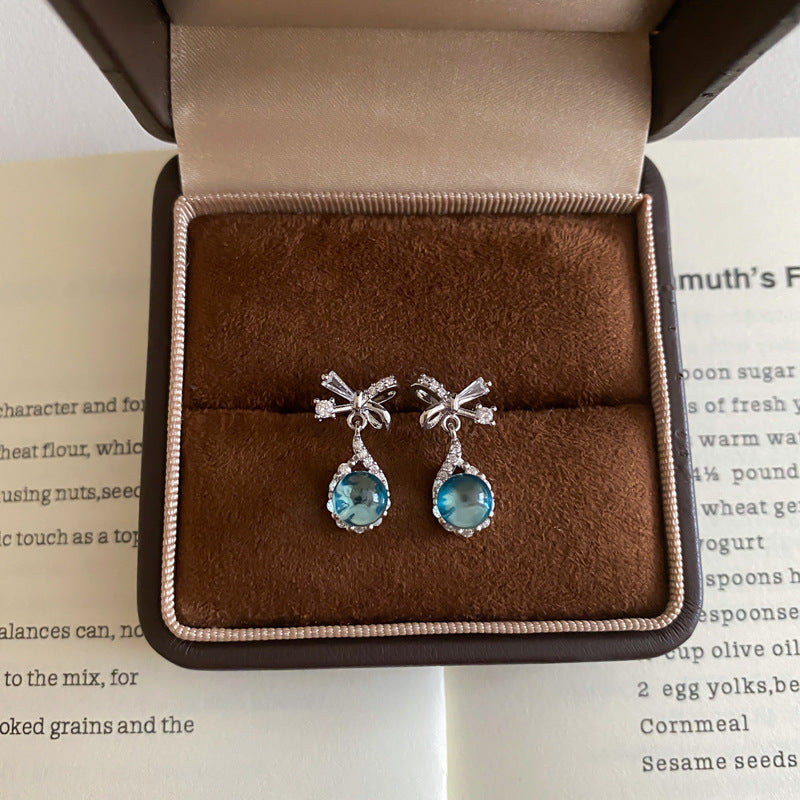 French Blue Geometric Vintage Stud Earrings - view 2