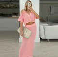 Versatile Crochet Knit Crochet Cardigan + Skirt Set