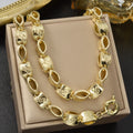 Western Trendy Chinese Combo Cutout Return Pattern Olive Barrel Bead Necklace Men Retro 10K Lettering Pattern Necklace Bracelet Set