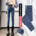 Women's High Waist Slim Pencil Black Jeans