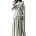 2026 Crystal-Trimmed Shawl Light Green Elegant Long Dress Set