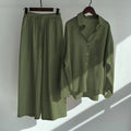 Fall-Winter Artistic Retro Plus Size Linen Cotton High Waist Loose Shirt + Pants 2-Piece Set