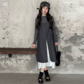 Girls' Striped Tee Spliced Slip Dress Set