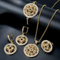 Africa Bride Overseas Bestseller La Dial Cutout Rhinestone Pendant Necklace Bracelet Set Earrings Ring Design Detail Jewelry