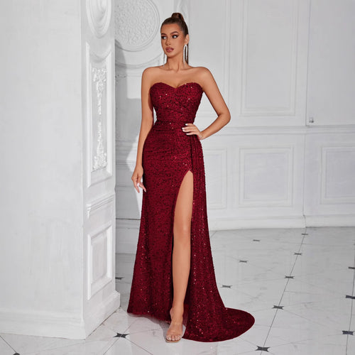 Women's Strapless Sexy Evening Gown Banquet Party