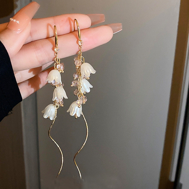 Rhinestone Mesh Butterfly Tassel Earrings - view 8