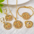 Africa Bride Overseas Bestseller La Dial Cutout Rhinestone Pendant Necklace Bracelet Set Earrings Ring Design Detail Jewelry