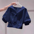 Summer French Elegant Short Sleeve Cropped Shirt Set