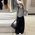 Girls' Striped Half-Zip Hoodie & Curved-Leg Pants Set