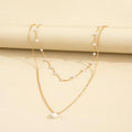 Overseas Wholesale Western New Pearl Pendant Double-Layer Necklace Influencer Design Detail Minimal Clavicle Chain N6303