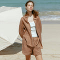 Summer Casual Tencel Lapel Collar Sun-Protection Cardigan + Shirt