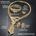 Overseas Middle East Coated 18K Gold Cutout Necklace Earrings Set Ring Bracelet Set Dubai Western Bride Wedding Jewelry