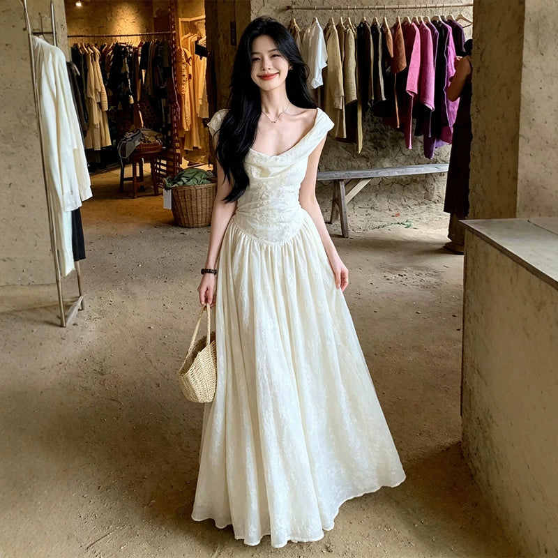 Victoria Style Heavy Embroidery Camisole Dress, French Elegant