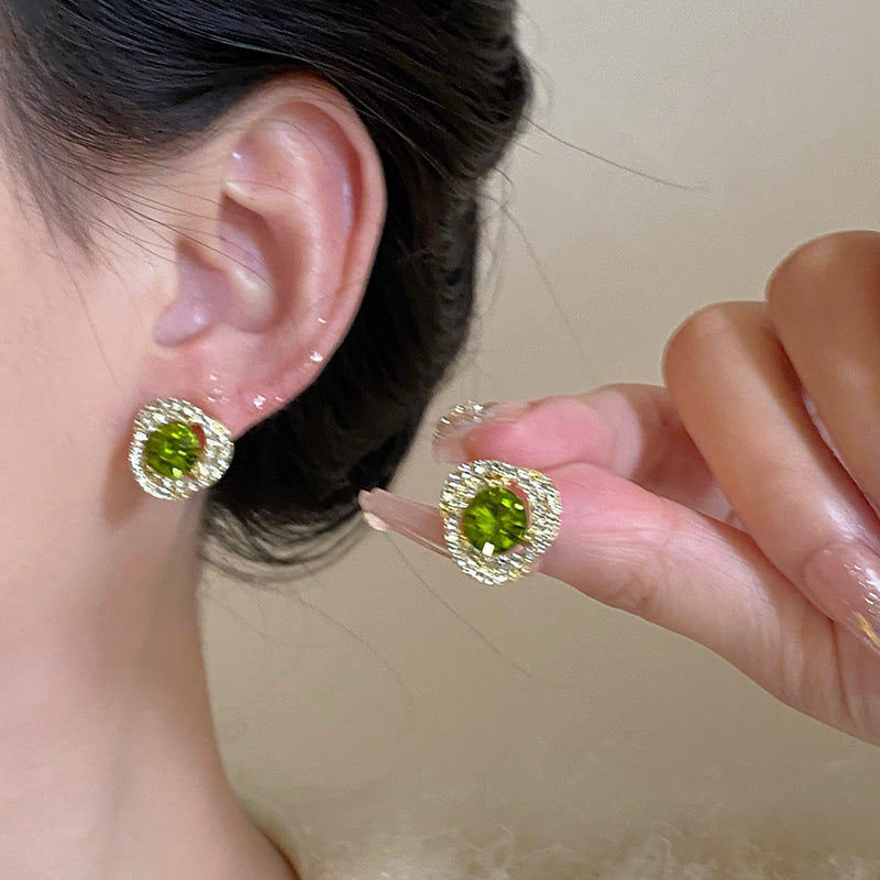 Delicate Round Zircon Stud Earrings - view 6