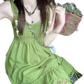 Forest Green Fringe Camisole Bohemian Vacation Dress