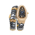 2025 New Color Split Punk Black Women Quartz Watch Cross-Border Snake Head Watch Gold Tone Color Snake Shape Watch