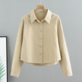 Women's Fall Workwear Korean Long Sleeve Loose Cropped Shirt + Jacket 2026 - Apricot