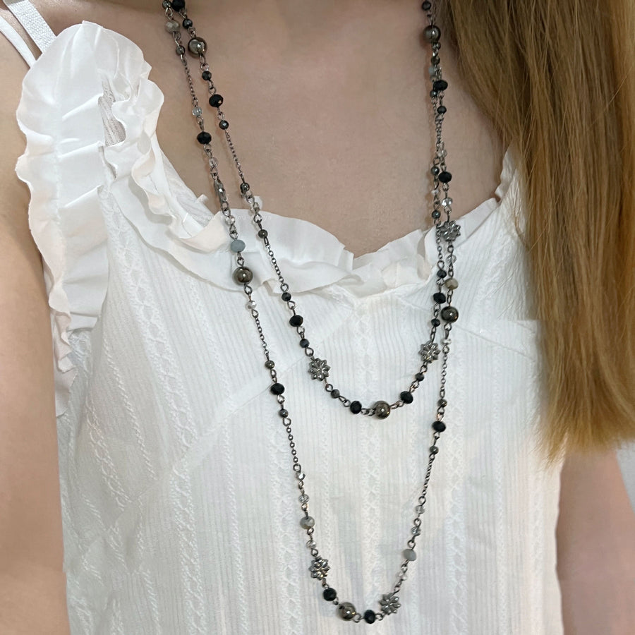 Vintage Punk Rhinestone Metal Necklace - view 9