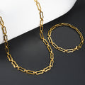 Export Hot Sale Punk Breeze Statement Thick Necklace Bracelet Set Titanium Handmade Chain Gold Plated 18K Hand Jewelry Item In Stock