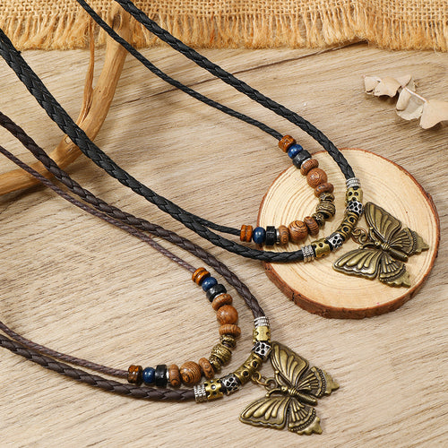 EU/US Import New Fashionable Choker Simple Design Detail Double-Layer Clavicle Chain Premium Butterfly Pendant Necklace