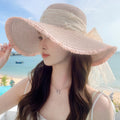 新款甜美大蝴蝶结遮阳草帽女 时尚气质大帽檐太阳帽户外防晒帽子