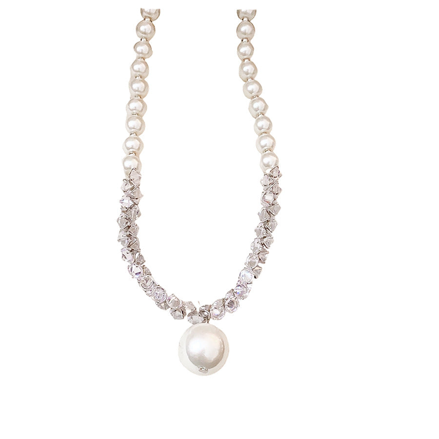 French-Style Zircon Beaded Pearl Pendant Necklace - view 5