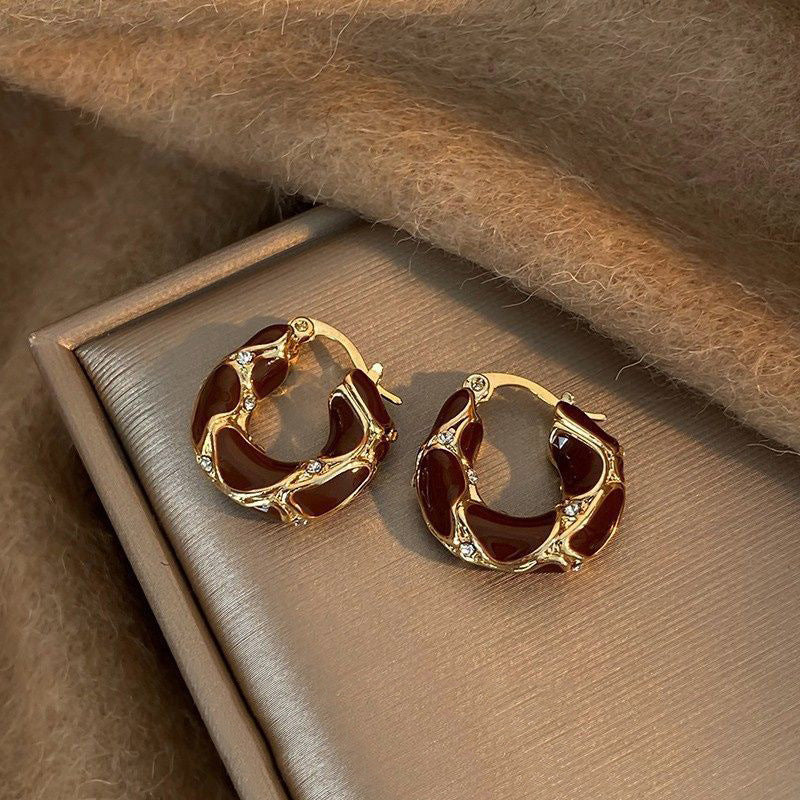 Tiger's Eye Huggie Hoop Earrings - view 9
