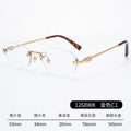 Book Nerd No Rim Glasses Women Prescription With Rx Anti-Blue Retro Oval Round Premium Gold Silk Glasses Frame