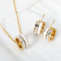 Western Exquisite Asymmetric Luxury Creative Polygon Geometric Band Shape Texture Glaze Heart Earrings Necklace Set