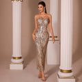 Women's Strapless Sequin Embellished Slim Fit Waist-Cinching Bodycon Premium ...