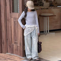 Girls' Lace Trim Tee & Printed Jeans Set