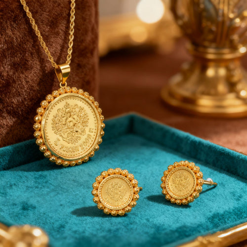 Middle East Bead Gem Bestseller Jewelry Vintage Breeze 3D Texture Round Brand Lace Trim Pendant Necklace Earrings Set Women Overseas