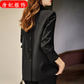 Fall Professional Casual Plus Size Mid-Length Long Blazer + Top Set