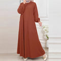 Women's Casual Long Sleeve Crew Neck Loose Dress 2026 | Elegant Summer Dress - Brown