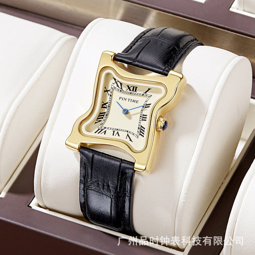 New Unique-Shaped Twisted Watch Unisex Simple Niche Square Personality Stylish Waterproof Couples Quartz Watch Men