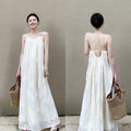 New Chinese Style 3D Embroidered Ramie Flowing Camisole Dress