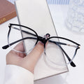 New Anti-Blue-Light Reading Ultra-Light Bare Face Crystal Big Frame Glasses Women Artsy Frame Hyperopia Glasses Versatile Plano