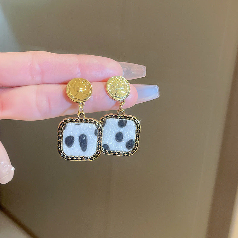 Leopard Print Heart Geometric Earrings - view 7